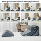 PIASHJOY 4pcs Bed Wedge Pillow Post Surgery,Wedge Pillow for Sleep apnea for Relief of Body Back and Leg Pain,Acid Reflux and Anti-snoring.