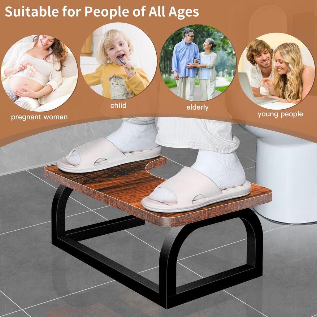 OugeWood Toilet Stool Poop Stool, Load Bearing 660LB Bathroom Toilet Stool Squat Adult 7" Wooden Metal Squatting Poop Stool Portable Potty Stool Toilet Assistance Steps Stool for Kids Seniors Patented