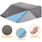 Bedluxe Leg Elevation Pillows, Leg Pillows for Sleeping, Cooling Gel Memory Foam Top, Wedge Pillow for Legs, Leg Wedges for Circulation, Swelling, After Surgery - Removable Cover (6 Inch, Dark Grey)