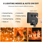 JMEXSUSS 4 Pack Orange Solar Christmas Lights, Total 400 LED 132 FT Orange Halloween Lights, 8 Modes Copper Wire Solar Fairy Lights Outdoor Waterproof for Halloween Garden Yard Tree Decor
