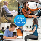 Seat Cushion & Lumbar Support Pillow for Office Chair, Car, Wheelchair Memory Foam Desk Chair Cushion for Sciatica, Lower Back & Tailbone Pain Relief Desk Pad with Adjustable Strap 3D Washable Cover