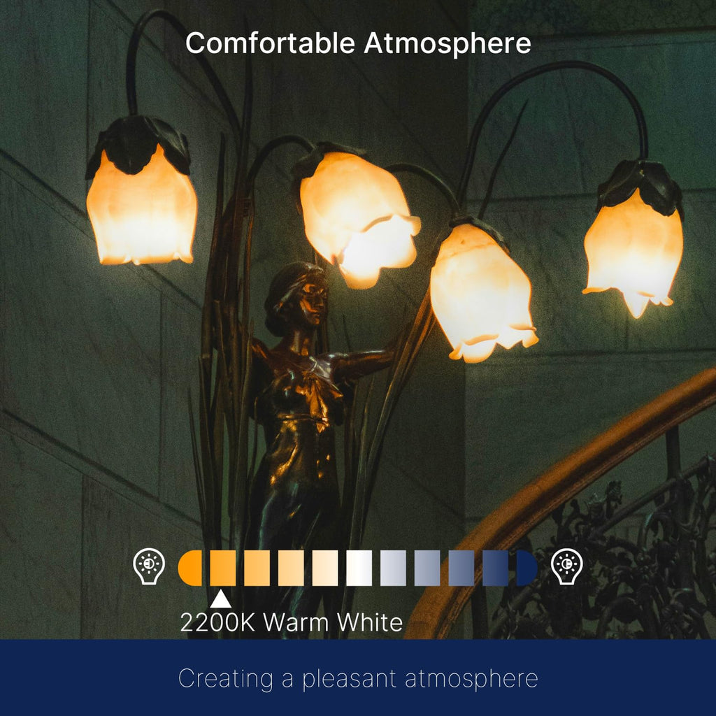 FLSNT 40W Equivalent LED Chandelier Light Bulbs, Dimmable Amber LED B11 E26 Candelabra Base Bulbs, 2200K Warm White, 330LM, 6 Pack UL,CA65 Listed.
