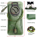 Hydration Bladder, 2L Water Bladder for Hiking Backpack, BPA-Free Leak Proof Water Reservoir Storage Bag, Hydration Pack Replacement for Camping Cycling Running, Military Green