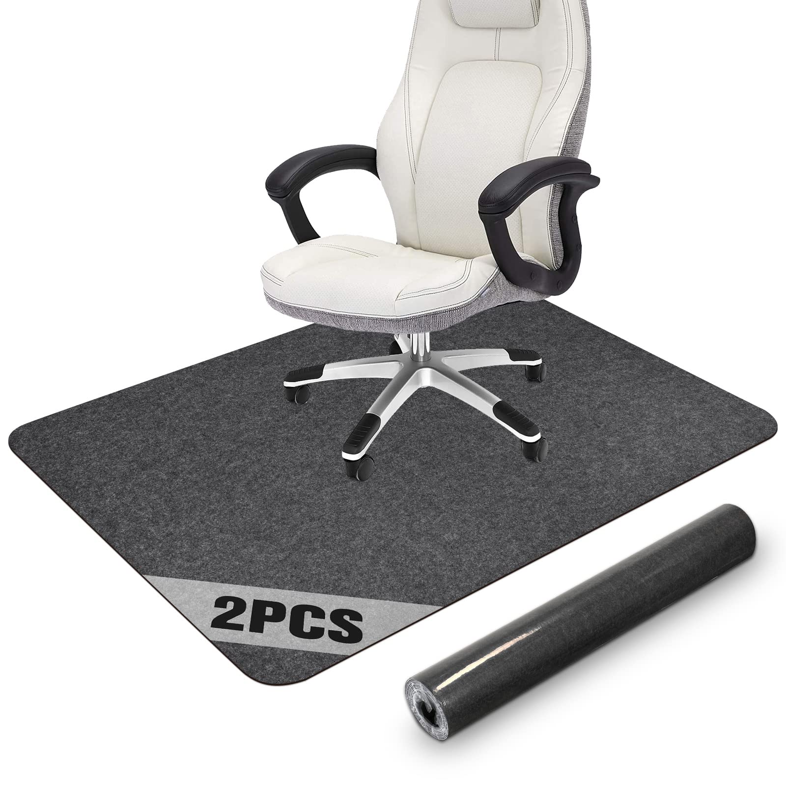 Placoot 2 Pack Office Chair Mat for Hardwood Floor, 55"x35" Computer Chair Mat, Under Desk Chair Mat, Large Anti-Slip Floor Protector for Home Office Dark Grey (Roll Packaging)