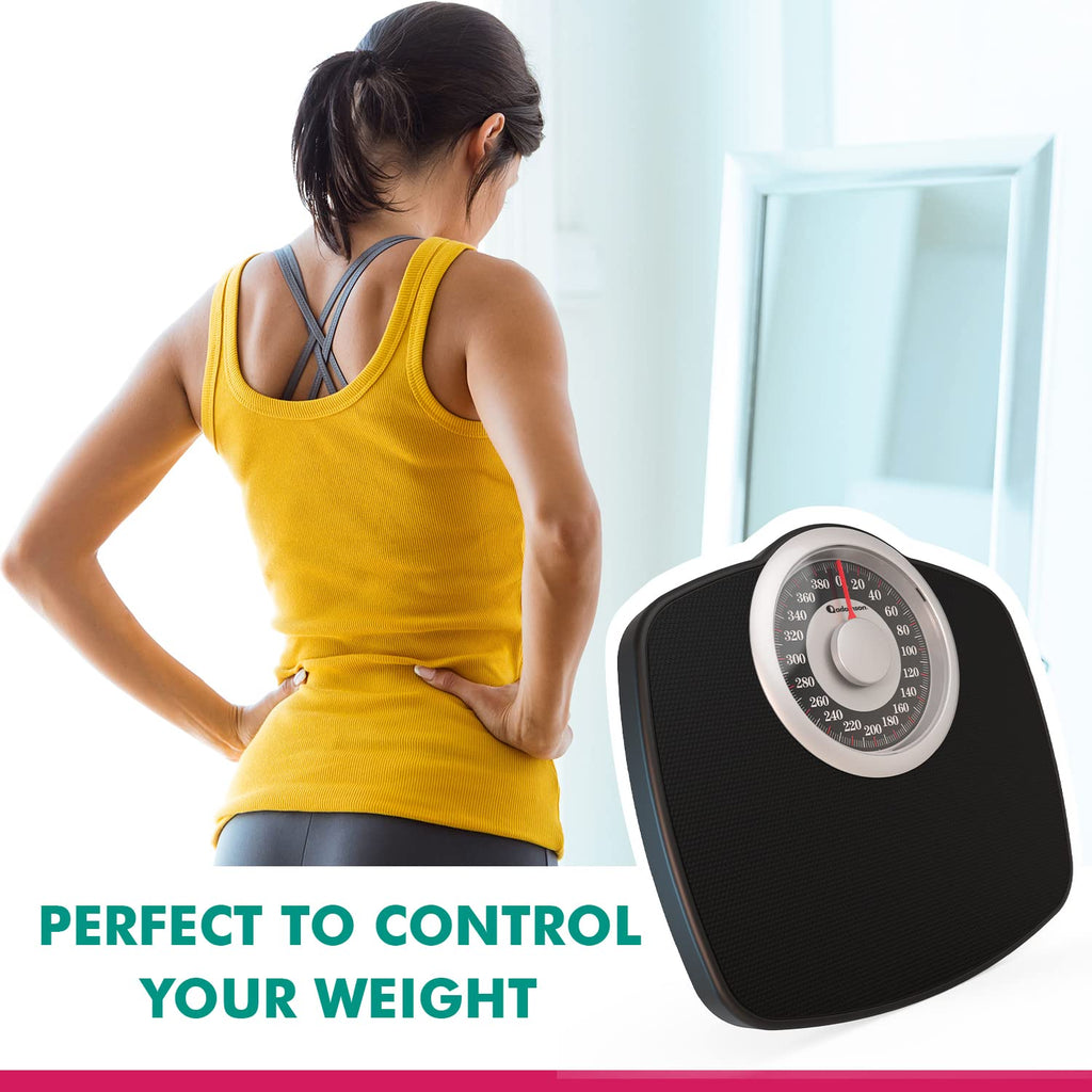 Adamson A25 Scales for Body Weight - Up to 400 LB - NEW 2024-5.3" Dial on 12.4" x 10.2" Platform - Anti-Skid Rubber Surface - Bathroom Scale Analog - Durable with 20-Year Warranty