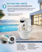 R211100 Vac-Mate Pool Cleaner Dispenser Box – Multi-Function Vacuum Skimmer Attachment – Includes Basket, Pressure Gauge & Easy Install Kit