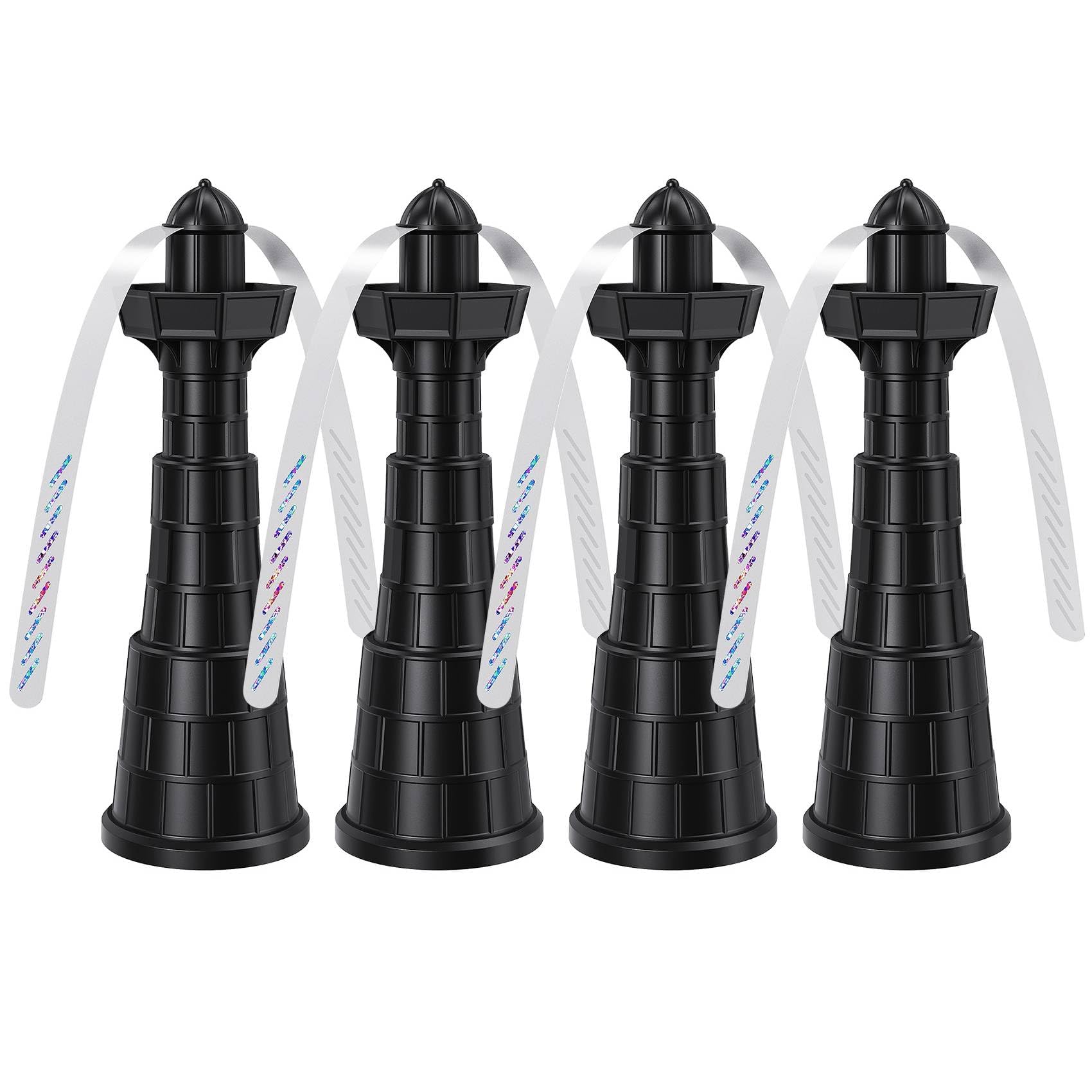 Glovv Fly Fans for Tables, Bug Food Fan Outdoor Indoor Keep Flies Away, 4 Pack Portable Batteries Powered Picnic Table Top Spinner with Metal Hanger, Fly Repellent for Restaurant, Camping (Black)