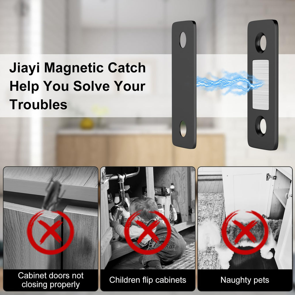 Cabinet Magnetic Catch Jiayi 4 Pack Ultra Thin Cabinet Door Magnets Stick on Drawer Magnets Cabinet Latch Magnetic Closures for Cabinets Kitchen Closet Door Closing Magnetic Door Catch Closer
