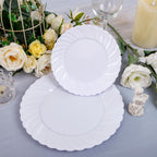 U-QE 100 Pieces White Plastic Plates - Premium Heavy Duty Plastic Plates for Wedding and Party Use Including 50PCS 9 '' Plastic Dinner Plates & 50PCS 6.5 '' Plastic Dessert Plates