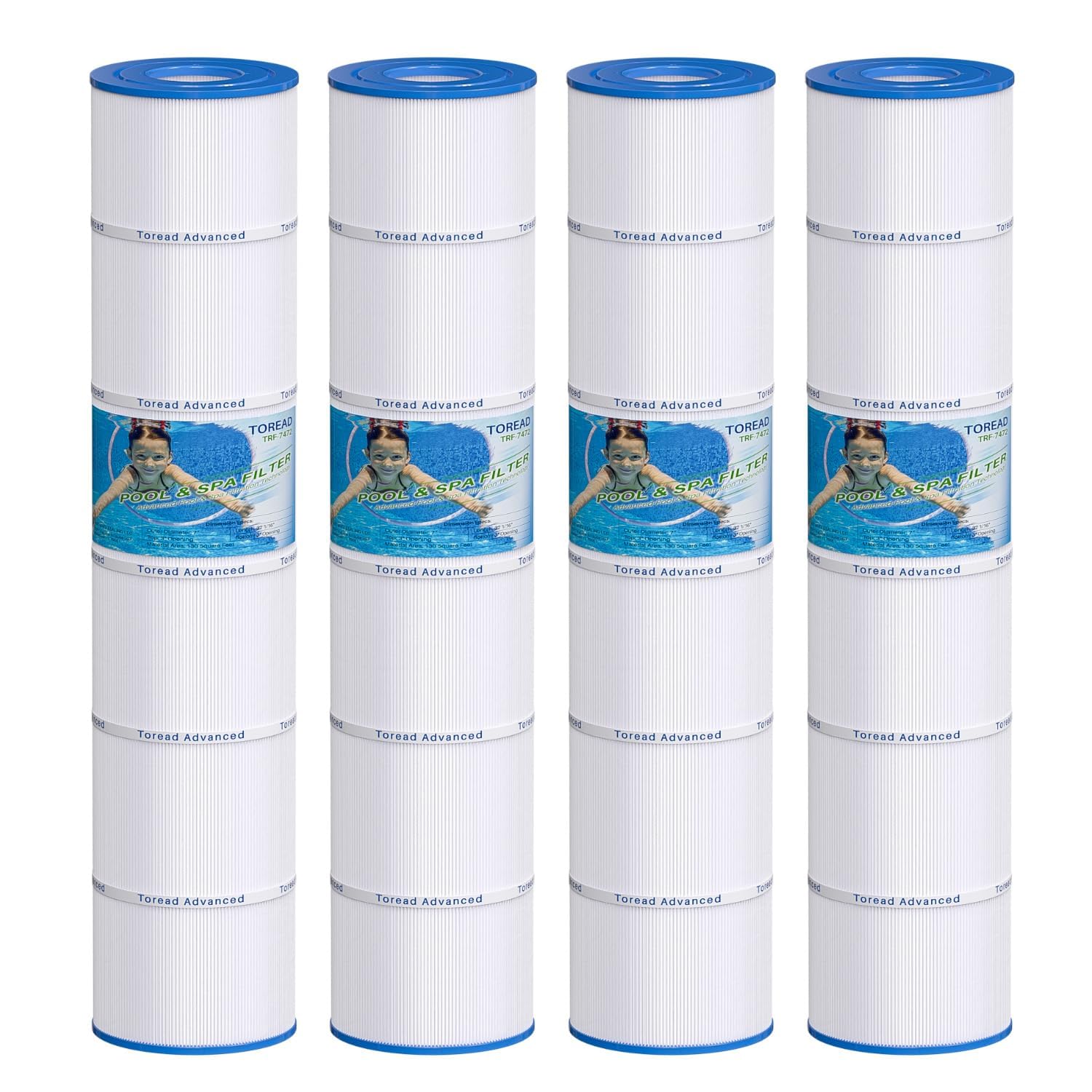 TOREAD PCC130 Pool Filter Replaces Pentair CCP520, R173578, PCC130, Ultral-A7, Unicel C-7472, Filbur FC-1978, FC-6475, Clean and Clear Plus 520, 817-0143, 178585, 4 X 130 sq. ft. L x OD:32 1/16"x 7"