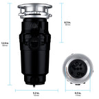 Waste Maid 10-US-WM-048-3B Garbage Disposal Anti-Jam Stainless Steel Food Waste Grinding System, 1/3 HP Compact, Black