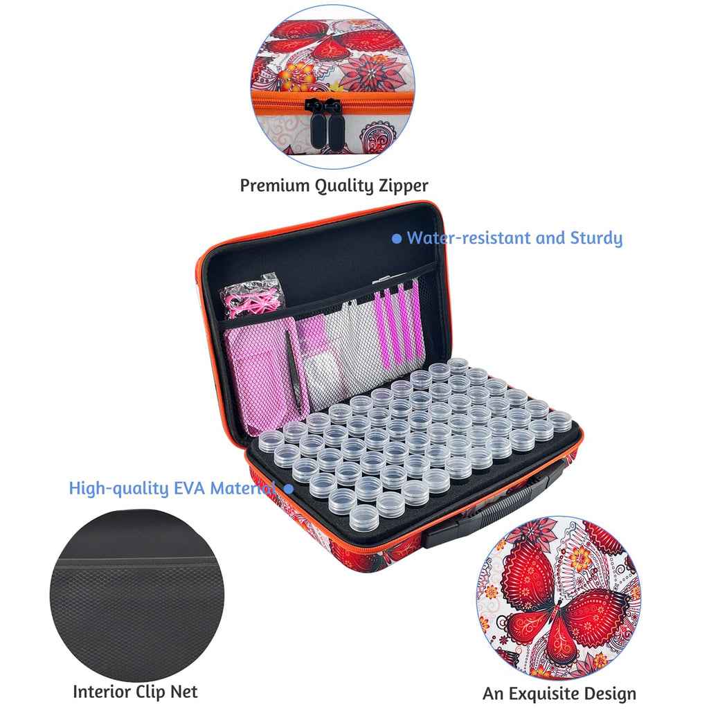 LIRUNQIU Diamond Painting Storage Containers, 30 Slots Diamond Art Accessories and Tools Kits Storage Box(Orange)