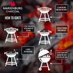 MARIENBURG ORGANIC Lumpwood Charcoal BBQ - Sustainable, Smokeless, Odorless, Ready in 15 Minutes!, 95% 5-20cm Pieces 30L Bag - Effortless Ignition - Restaurant Grade Charcoal Quality! (2 x 30L)