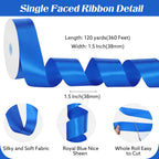 Royal Blue Ribbon, 120 Yards 1-1/2 Inch Blue Satin Ribbon Stocking Stuffers for Gift Wrapping Flower Bouquet Bow Making Wedding Party Christmas Decorations