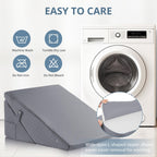 Sasttie Wedge Pillow for Headboard, Adjustable Bed Wedge Pillow Set with Orthopedic Memory Foam Neck Cushion – for Acid Reflux, Neck & Back Support, and Post-Surgery Recovery, Dark Grey