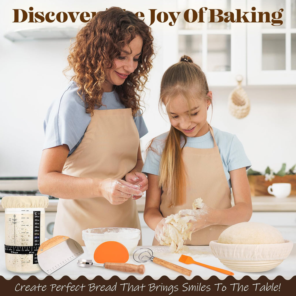 Sourdough Bread Baking Supplies, Sourdough Starter Kit, Bread Proofing Basket, Bread Making Tools Kit, Sour Dough Kit Tools, Sourdough Proofing Basket, Sourdough Kit Gifts for Bakers Women Wife Mom