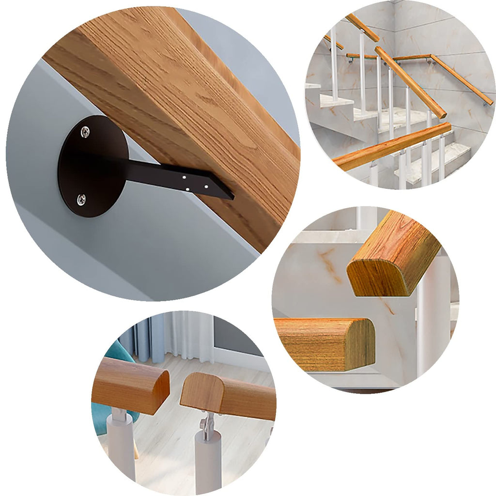 Wooden Handrails, 1-20ft Non-Slip Staircase Handrail, for Home Garden Corridor Lofts Kindergarten Guardrail Decking Railings, Wall Mounted Barrier-Free Staircase Grab Bar for Elderly (Size : 12ft)