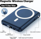 Yiisonger Magnetic Wireless Power Bank - 10000mAh Mag-Safe Portable Charger 22.5W PD Fast Charging with Built-in Cables LED Display, Magnetic Battery Pack for iPhone 16/15/14/13/12/Pro/Mini/Pro Max