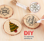 ilauke Natural Wood Slices 30Pcs 3.1''-3.5'' Unfinished Wood Crafts with Pre-drilled Hole, Wood Slices Ornaments for Christmas DIY Rustic Crafts Wooden Circles Coasters Wedding Decor, 33 Feet Twine