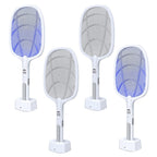2 in 1 Electric Bug Zapper, Mosquitoes Trap Lamp & Racket, USB Rechargeable Electric Fly Swatter for Home and Outdoor Powerful Grid 3-Layer Safety Mesh Safe to Touch, Pack of 4