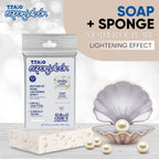 T. Taio Mother of Pearl Esponjabon Soap Sponge - Gentle Shower Scrubber - Cleaning Bath Wash Scrub - Dirt & Oil Removal - Massage & Lather Foot, Elbow, & Face Bathroom Accessories Fresh Nacre Scent