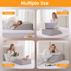 Ruqmuis Leg Elevation Pillow for After Surgery, 8inch Foam Leg Elevating Pillow for Swelling and Blood Circulation, Leg Wedge Pillow for Sleeping, Knee Pillow for Knee Hip Ankle Pain Relief, Grey