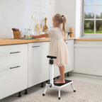 Step Stools for Adults, Foldable Step Stool with Handle for Elderly Seniors Stepping Stool with Non-Slip Step Platform Metal Stool in Kitchen, Bedroom,Bathroom,330 Lbs Capacity(Patent Protection)