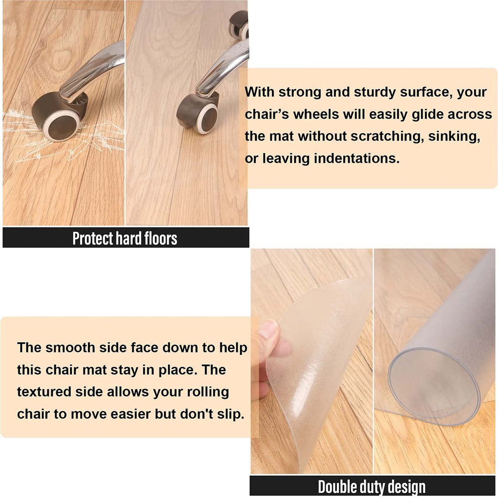 AiBOB Office Chair Mat for Hardwood Floor, 36 X 48 inches, Hard Floor Chair Mats Under Computer Desk, Easy Glide for Rolling Chairs, No Curling