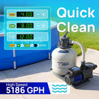 AQUASTRONG In/Above Ground Pool Pump, High Flow (Dual Speed with Timer, 2HP, 115V, 5186 GPH)
