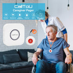CallToU Caregiver Pager Call Button Elderly Wireless Call Button Vibration Pager Nurse Calling Alert System for Home Elderly Disabled Patient 1 Transmitters 1 Plug-in Receiver