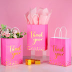 Tinlade 30 Pcs Thank You Gift Bags with Tissue Paper Gold Thank You Wedding Bags with Handle for Graduation Business Shopping Wedding Baby Shower Party Favors(Rose Red)