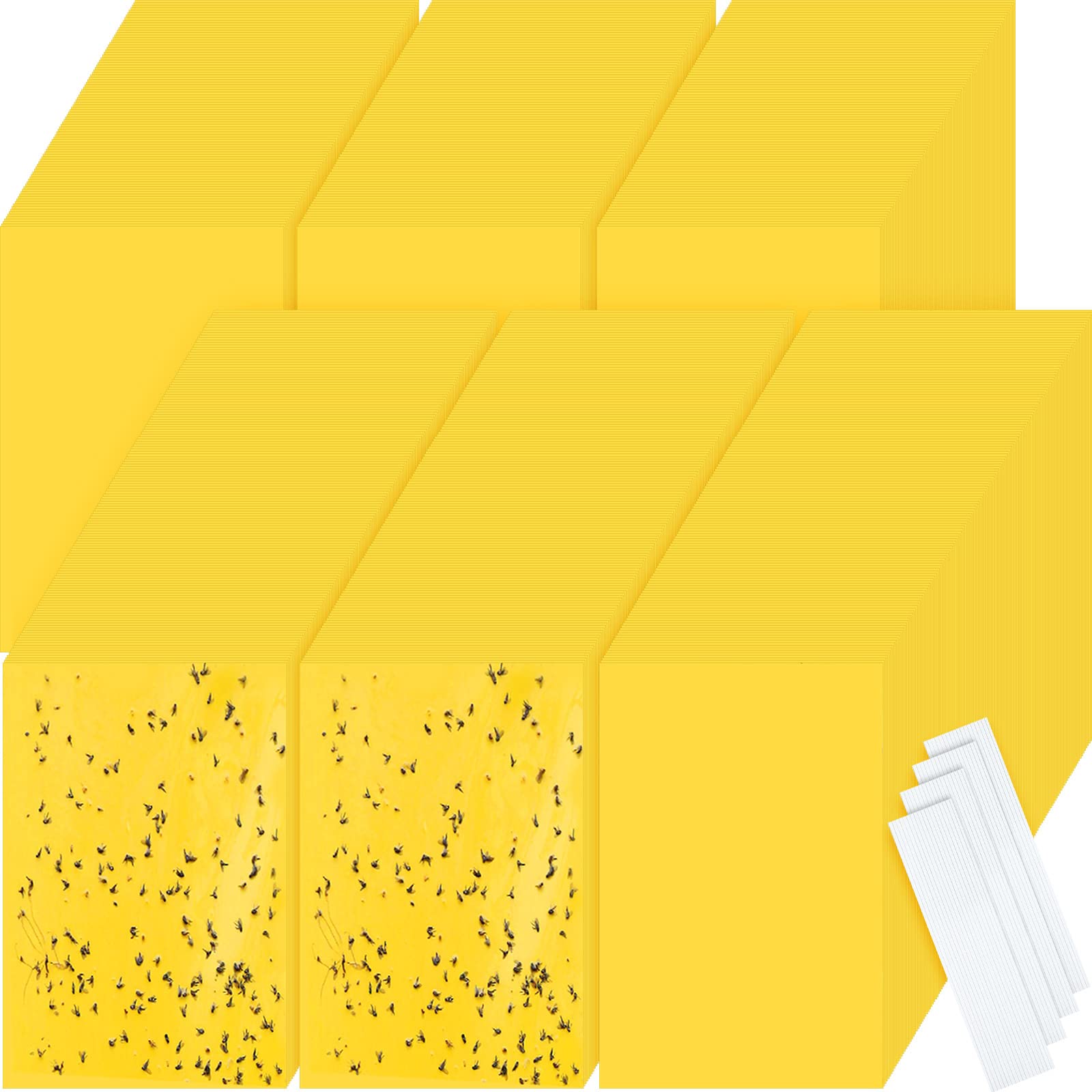 900 Pcs Double Sided Sticky Traps for Flying Plant Insect Like White Flies Aphids 6 x 8 Inch Sticky Gnat Traps Killer Fruit Fly Traps for Indoor Outdoor Including Twist Ties, Yellow