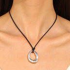 Statement Modern Geometric Hollow Square Pendant Rope Chain Necklace for Women Bold Fashion Layering Collarbone Jewelry Party Wear Accessory (Silver A)