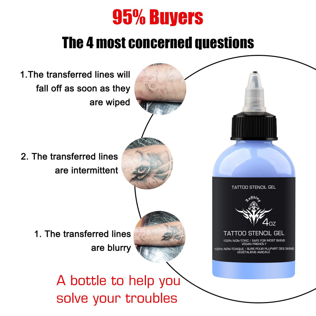 Tattoo Supply Kits - 120ML/ Tattoo Transfer Gel Stencil Solution Perfect for Sharp Dark Clean Stencil Tattoo Supplies 4oz Tattoo Ink 8pcs Transfer Paper