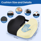 Benazcap Large Wheelchair Cushions,18"x17"x4.9"Inch Thick Memory Foam Seat Cushions for Office Chairs,Tailbone Pain Relief Cushion,Sciatica & Back Support,Office Chair Cushion & Car Seat Cushion,Black