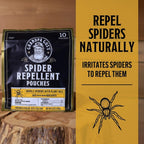 Grandpa Gus's Natural Spider Repellent Pouches, Peppermint and Lemongrass Oil Indoor Spider Deterrent, Wolf Spider Repellent, Closet, Basement, Cabin, Shed, RV and Garage, 10 Pack