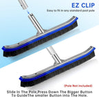 Pool Brush Head | 18" Heavy Duty Floor Brush | Stainless Steel Brush | Metal Pool Scrubber Brush | Wire Bristles & Aluminium Back for Sweep Calcium Buildup, Rust Stains on Concrete