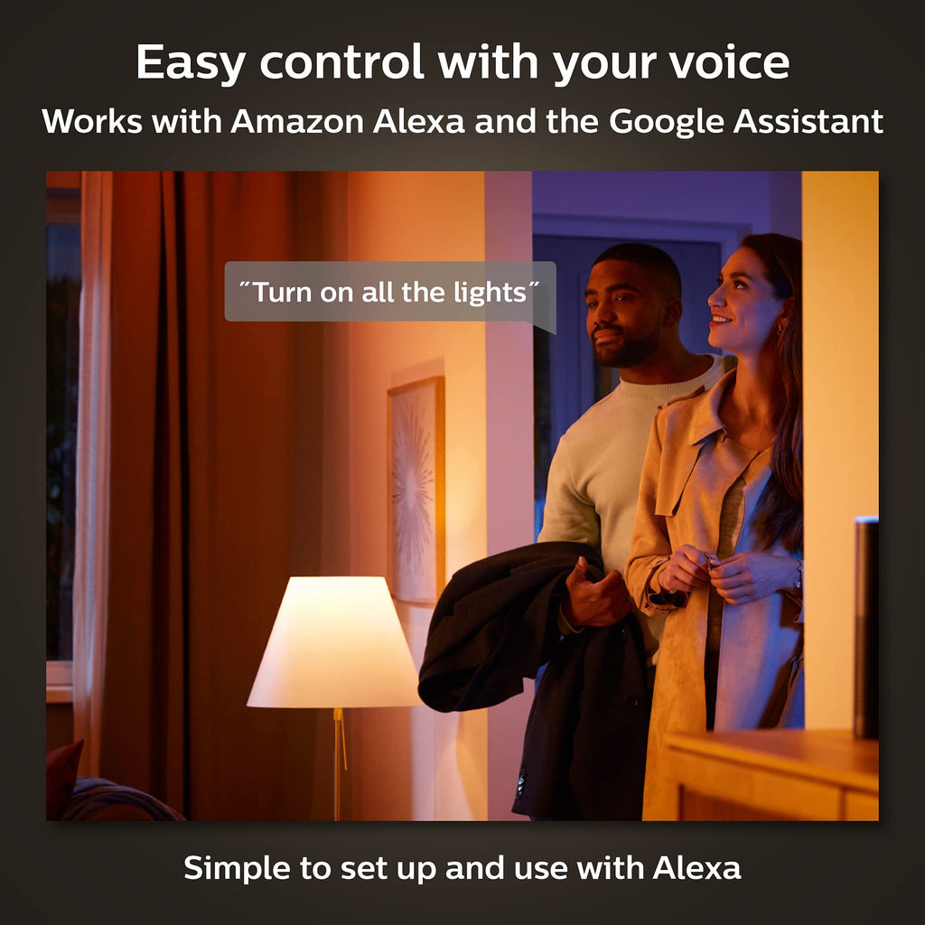 Philips Hue Smart 60W A19 LED Bulb - White and Color Ambiance Color-Changing Light - 3 Pack - 800LM - E26 - Indoor - Control with Hue App - Works with Alexa, Google Assistant and Apple Homekit