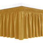 Biscaynebay Wrap Around Bed Skirts for Queen Beds15 Drop, Christmas Gold Adjustable Elastic Dust Ruffles Easy Fit Wrinkle & Fade Resistant Silky Luxurious Fabric Machine Washable