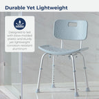 Drive Medical RTL12202KDR Shower Chair with Back, Adjustable Stool with Suction Feet, Shower Seat for Inside Shower or Tub, Bathroom Bench Bath Chair for Elderly and Disabled, 300 LB Weight Cap, Grey
