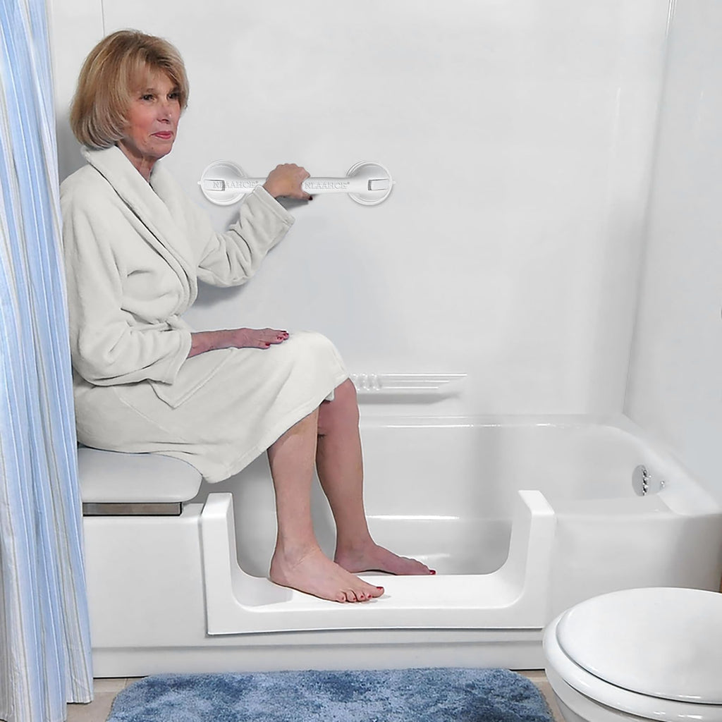 Grab Bars for Shower Heavy-Duty (2Pack) 16-Inch ADA Shower Grab Bars for Seniors Shower Handles for Elderly Suction Handicap Grab Bars Safety Handrail for Disabled for Bathroom Bathtubs Showers White