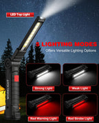 Coquimbo Tool Gifts for Men Dad Him, Rechargeable LED Work Light Grill Light with Magnetic Base and Hook 5 Modes 360° Rotate Mechanic Light Stocking Stuffers Mens Gifts (2 Pack Black)
