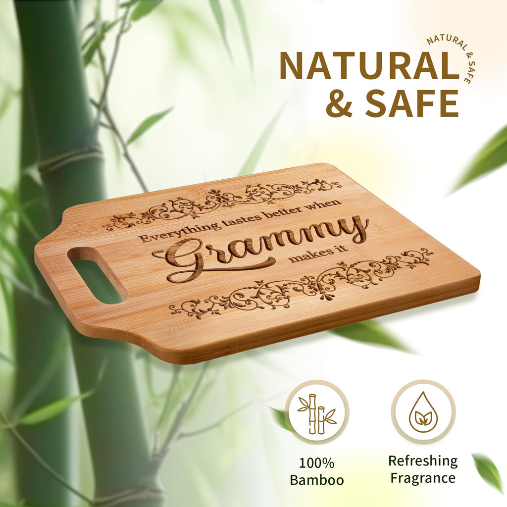 AceThrills Grammy Gift ideas - Engraved Bamboo Cutting Board 12.3"L x 8.7"W x 0.4"Th - Grammy Mothers Day Gifts for Grammy, Grammy Christmas Gifts Orament