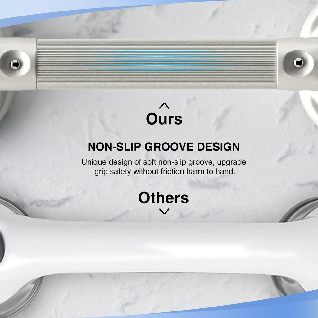 DAILYLIFE Shower Grab Bar for Bathtubs and Showers, 17 inch Heavy Duty Shower Handle with Strong Suction Cup, 300 lbs Safety Shower Handrails for Seniors and Elderly, Grey