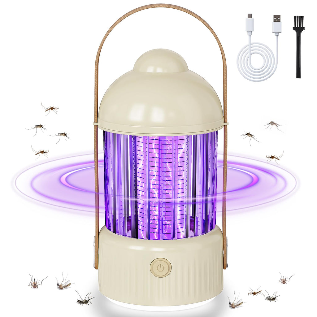 Bug Zapper Indoor UV Mosquito Zapper with Led Light, 3000V Electric Mosquito Trap Fly Zapper, Upgraded Fruit Fly Killer Mosquito Lamp for Bedroom, Living Room, Balcony(Cream Yellow)