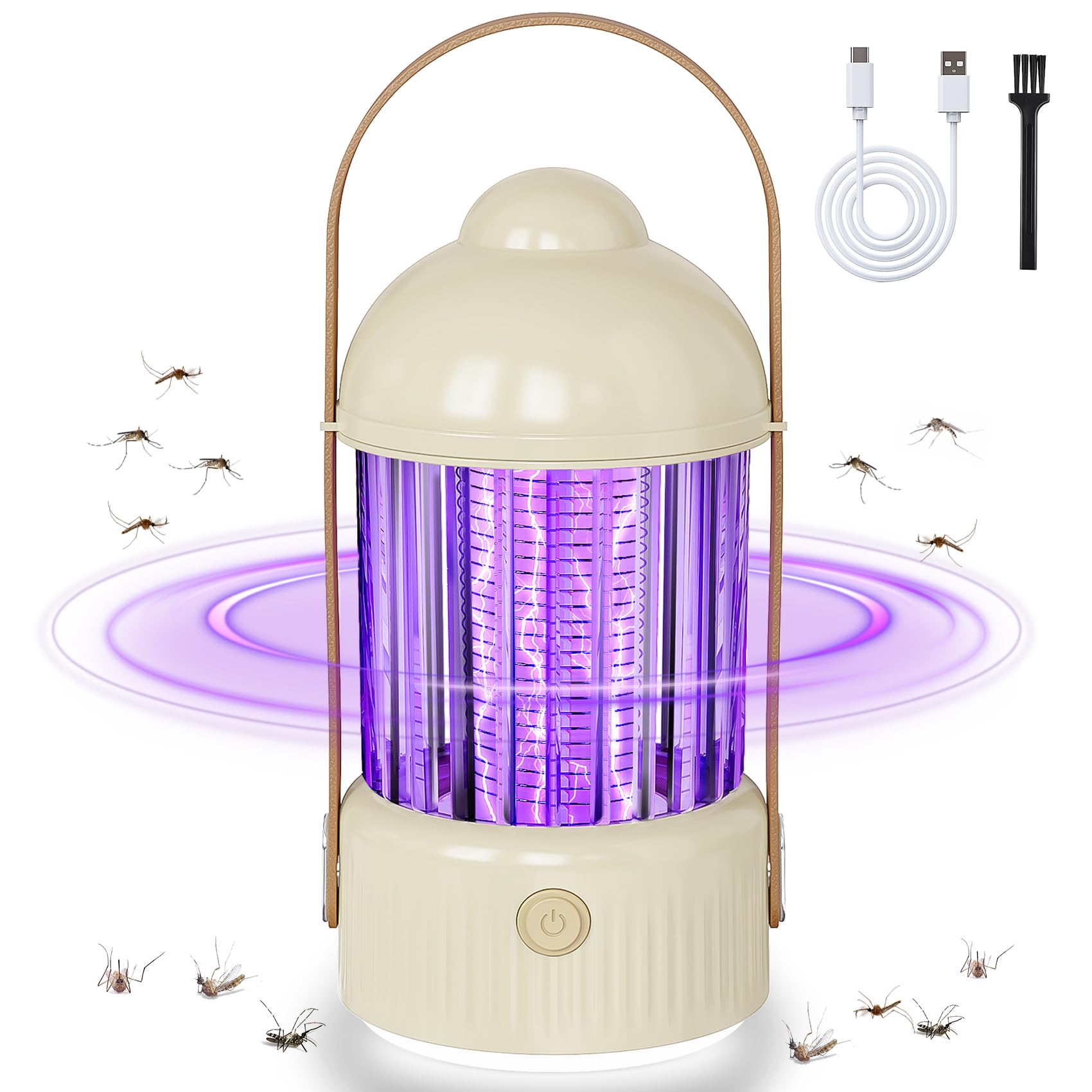 Bug Zapper Indoor UV Mosquito Zapper with Led Light, 3000V Electric Mosquito Trap Fly Zapper, Upgraded Fruit Fly Killer Mosquito Lamp for Bedroom, Living Room, Balcony(Cream Yellow)