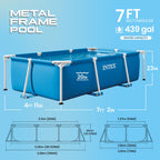 INTEX Rectangular Frame 7 ft 2 in x 4 ft 11 in x 23 in Above Ground Pool, Swimming Pool with Steel Frame, Pump Not Included