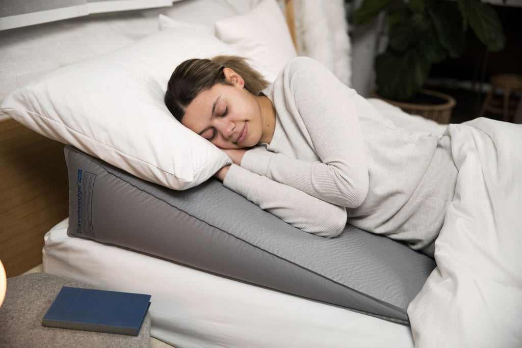 Self-Inflating Bed Wedge Pillow | Lightweight for Travel | Wedge Pillow for Sleeping and Acid Reflux, Heartburn, and GERD Pillow (30 Inch)