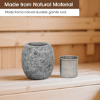 MXMZHXU Sauna Aromatherapy Stone, Sauna Essential Oil Diffuser, Natural Rock with Stainless Steel Bowl for Essential Oils, Spa Accessories