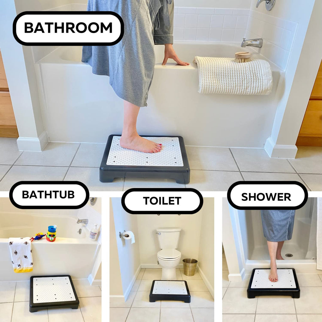 Evelots Mobility Low Step Stool for Senior - 2 Pack - Sturdy Half Step LARGE Platform for Adult, Elderly - Up To 425 Pound - Nonslip - Indoor & Outdoor - Lightweight - Stair, Bed, Bathtub, Shower, Car